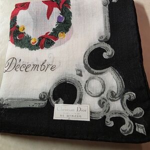 Dior Black and White Scarf with Festive Design